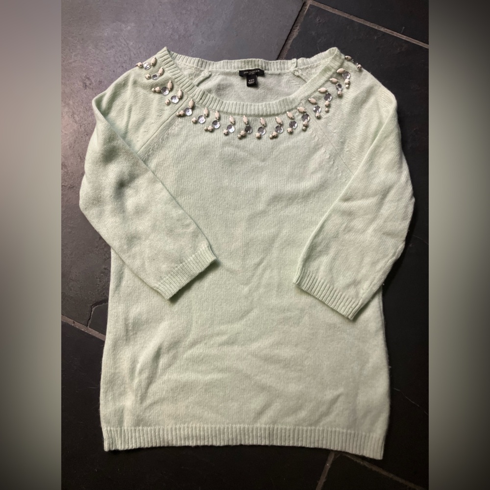 Ann Taylor Women’s Size XXS Mint Green Embellished Women's Sweater